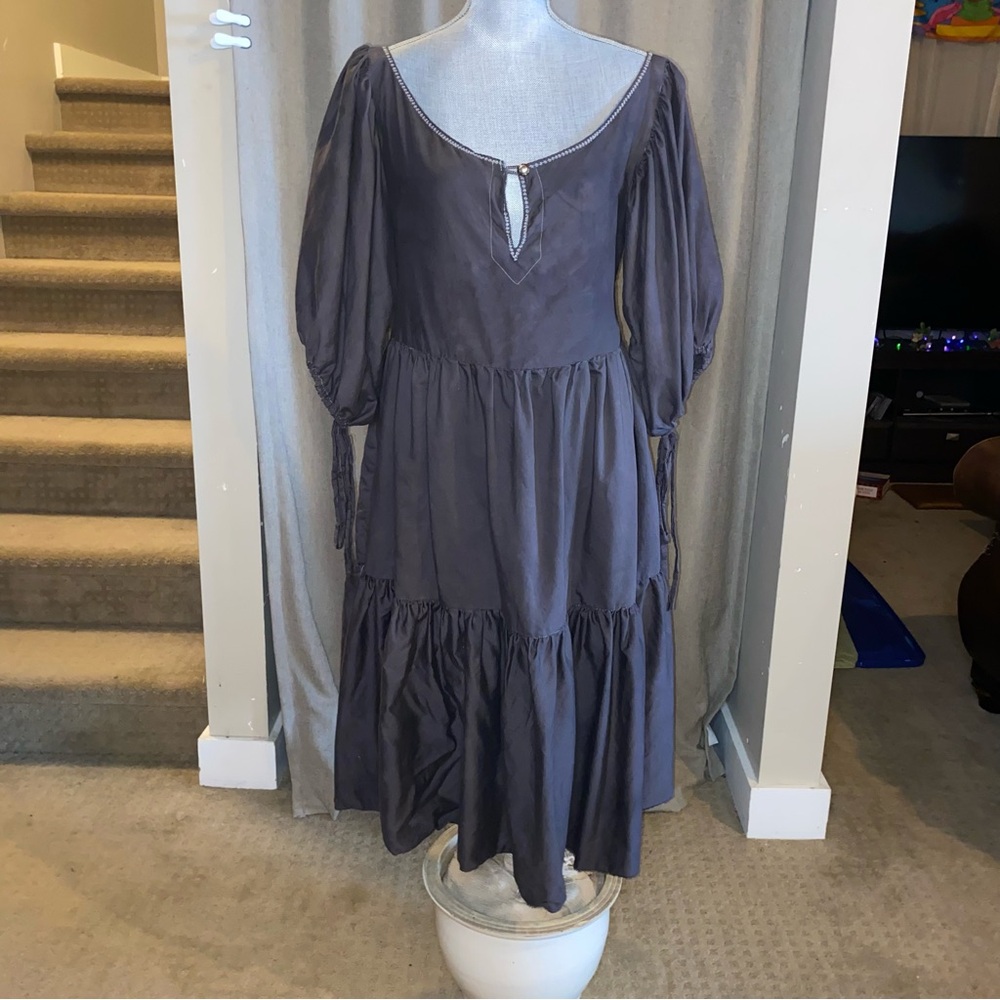 Cotton black peasant dress